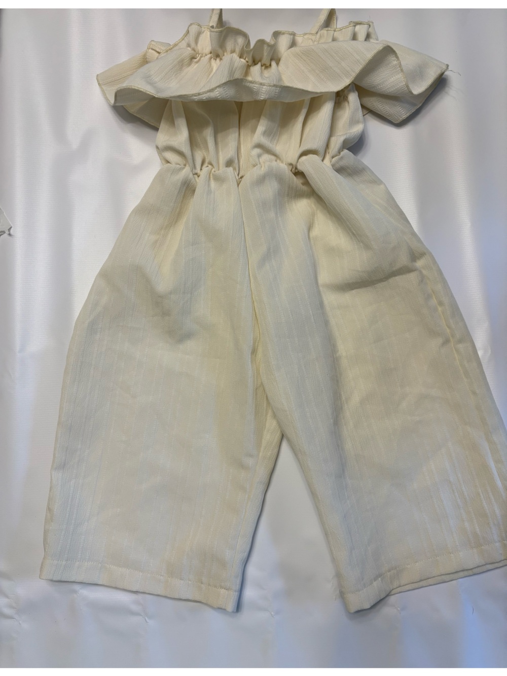 SHEIN Cream Ruffle-Strap Girls Jumpsuit